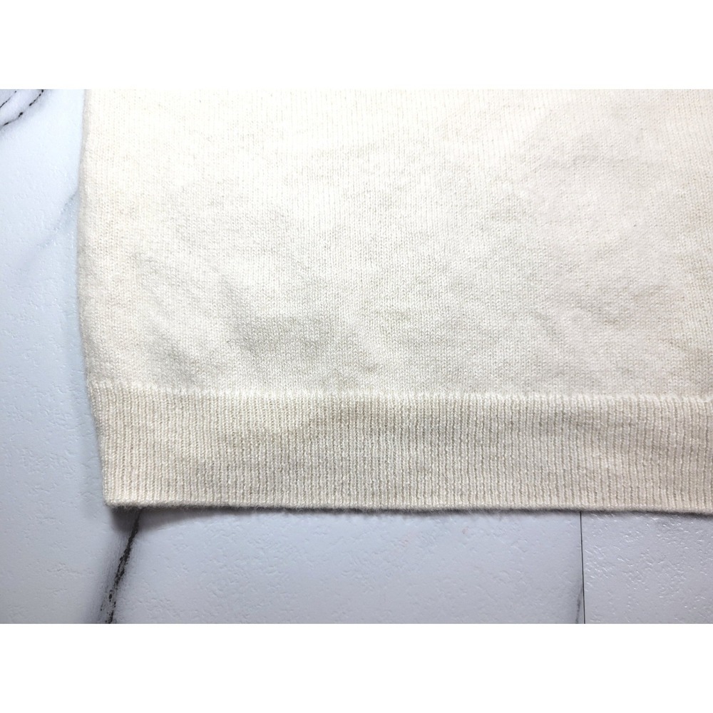 Quince Mongolian Cashmere Tee Ivory Short Sleeve Crew Neck Sweater Large Office - Picture 5 of 9